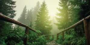 Misty forest path representing strategy
