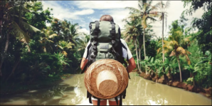 Adventurer with backpack representing entrepreneurship